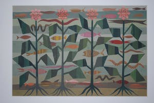 Geni Peter - vissen en bloeiende planten - abstracte gouache uit 1947(!) kopen? Bied vanaf 180!