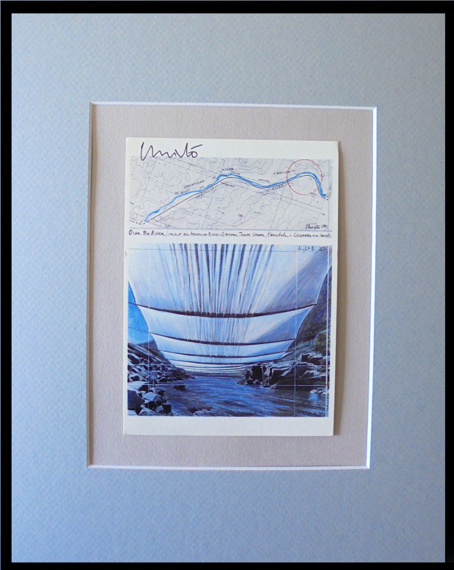 Christo - Project for the Arkansas River , Colorado 1993 - artcard - handgesigneerd verkocht voor € 75!