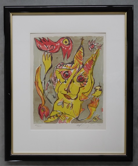 Carl-Henning Pedersen - Grote Litho "The Hill of the Elves I - 1985 - 159/250 - Ingelijst kopen? Bied vanaf 350!