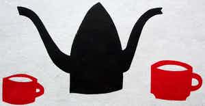 Klaas Gubbels - zeefdruk: kan met kopjes- 2003 verkocht voor € 295!