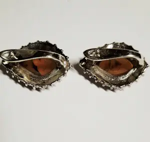 VVintage teardrop oorbellen met gouden amber en marcasiet kopen? Bied vanaf 65!