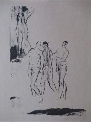 Edwin Scharff - Naakt lopende mannen - Litho kopen? Bied vanaf 45!