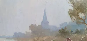 Jan Simon Knikker (jr.) - Rivierlandschap met vissersboot kopen? Bied vanaf 395!