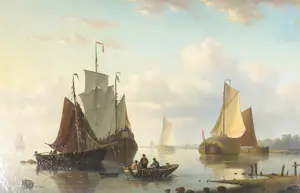 Willem Gruyter Jr. - Olieverf op doek, Vissersboten aan de pier - Ingelijst kopen? Bied vanaf 1250!