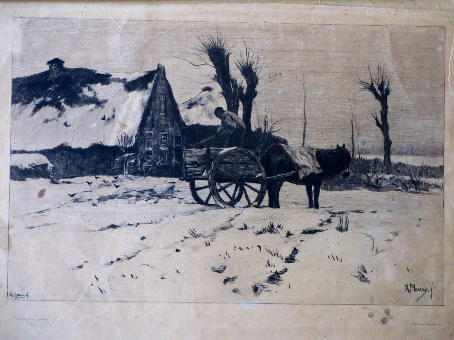 Philip Zilcken - Boerenarbeid in de winter - Litho verkocht voor € 1!