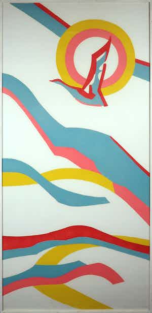 Paul Overhaus - Houtsnede op Japans papier, Gans in vlucht - Ingelijst (Zeer groot en zwaar) verkocht voor € 50!