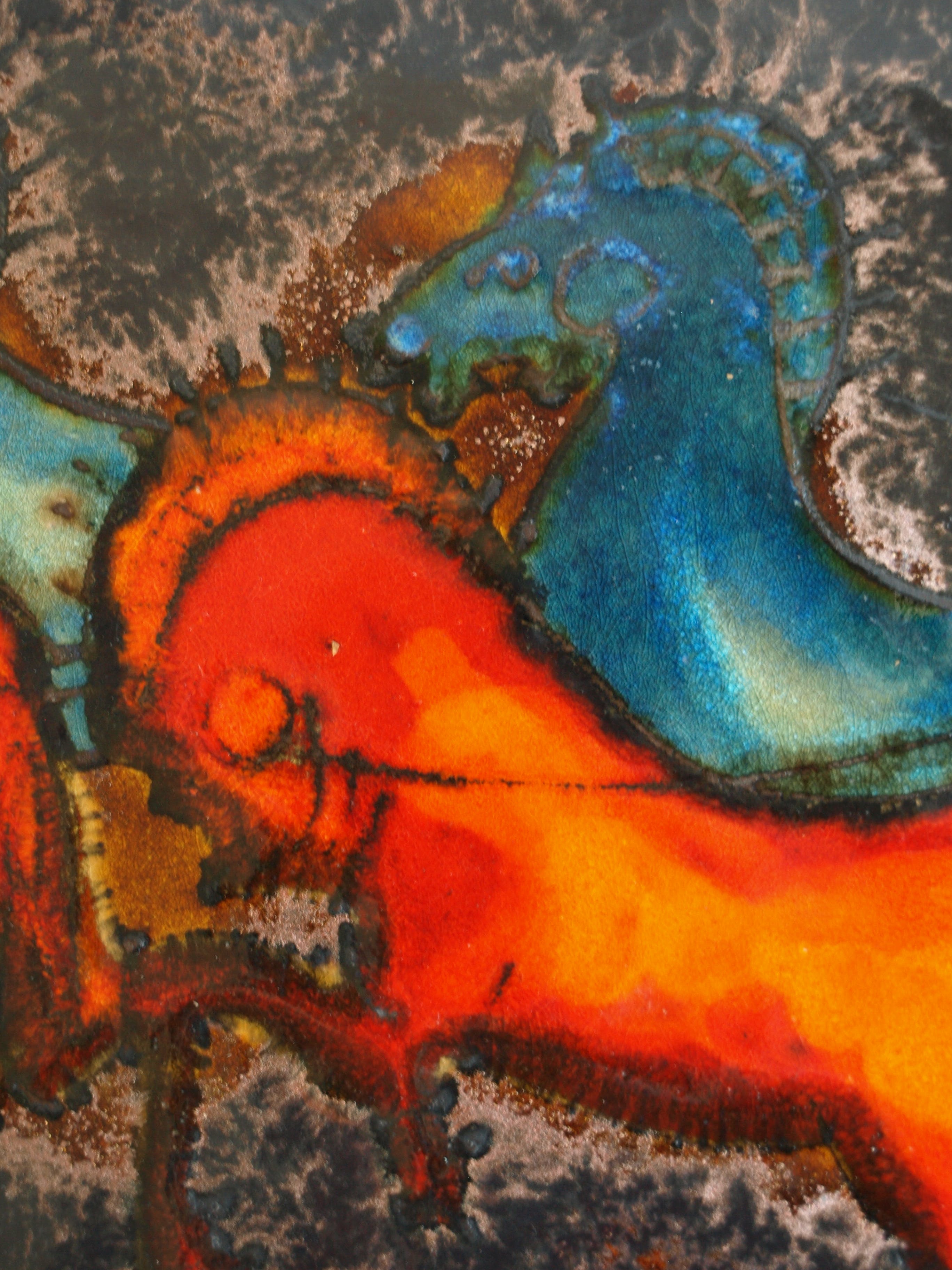 Ruscha - Keramiek, wandtegel – Paarden - gesigneerd 34,5 x 58,5 cm - ca 1970 kopen? Bied vanaf 1!
