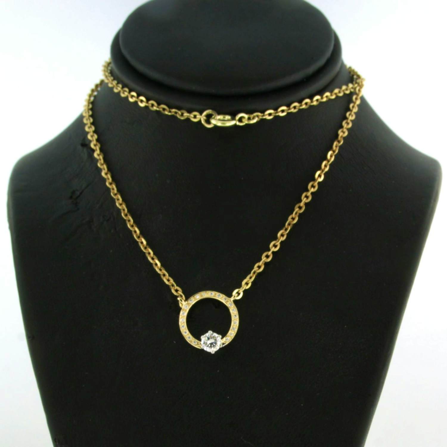 14k gouden collier bezet met briljant geslepen diamant 0.35 ct - 40 cm lang kopen? Bied vanaf 550!
