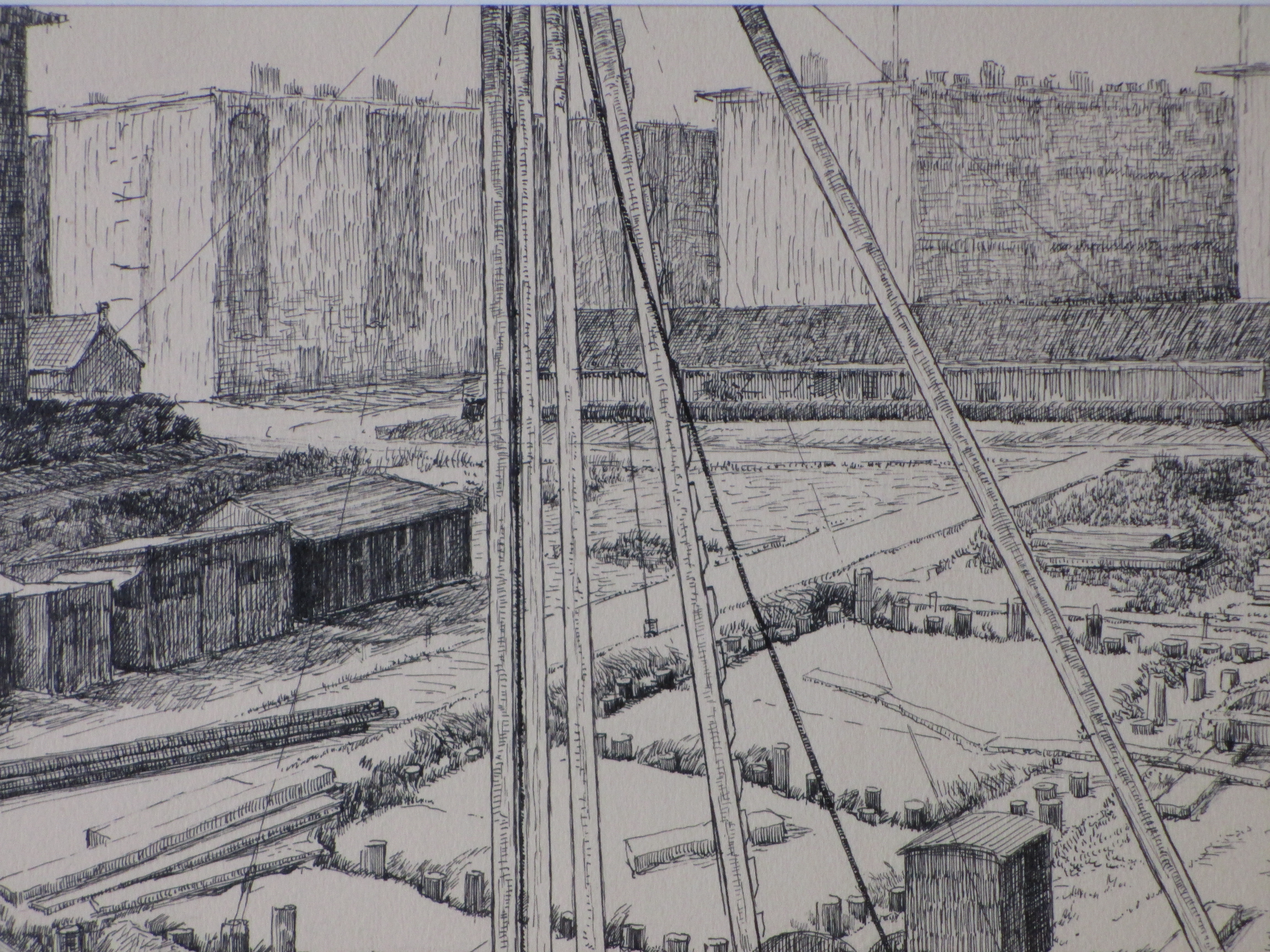 Jan Battermann - Het oprukken der bebouwing - Inkttekening kopen? Bied vanaf 1!