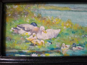 Niet of onleesbaar gesigneerd - Eendenfamilie aan de waterkant kopen? Bied vanaf 1!
