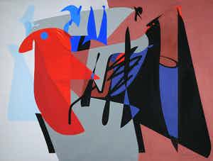 Jan van der Zee - Gouache, Compositie met figuren verkocht voor € 500!