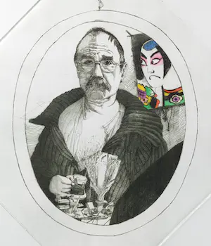 Nicolaas Wijnberg - Zelfportret met Japanse kabuki-figuur, handgekleurde ets (zeer kleine oplage) kaufen? Bieten Sie von 95!