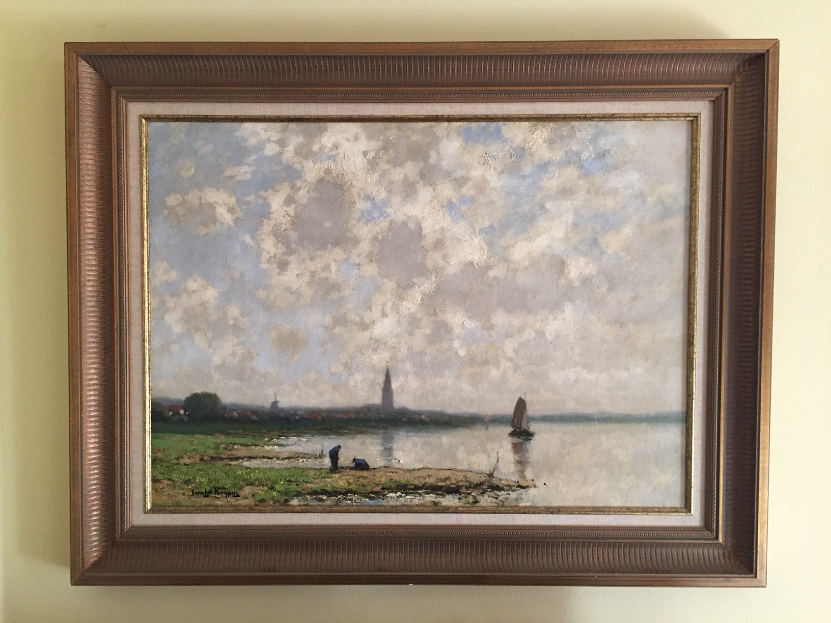 Cornelis Kuypers - Zicht op de IJssel (of: Schelpenzoekers) kopen? Bied vanaf 800!