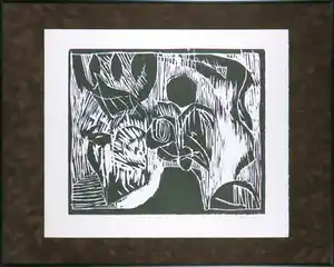 Pierre Alechinsky - Houtsnede uit het portfolio Au fil du bois - Ingelijst (Groot) verkocht voor € 1!