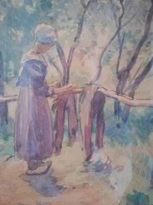 Adriaan Terhell - boerinnetje, aquarel, origineel werk kopen? Bied vanaf 69!