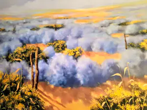 Günter Georg Burr - Ölgemälde Landschaft Lavendelfeld 80er Jahre kopen? Bied vanaf 520!