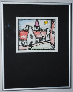 Toon Tieland - Dorpsgezicht - handgekleurd en handgesigneerd kopen? Bied vanaf 50!