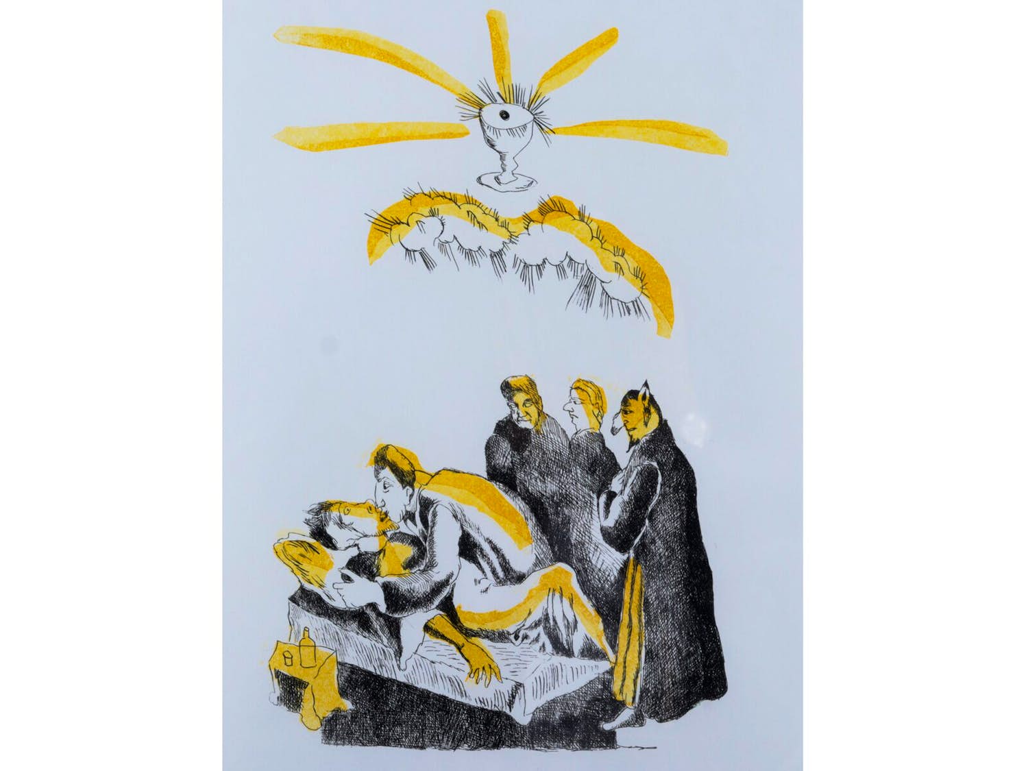 Lucebert - Scene met zoenend stel en figuren - ets met aquatint - kleine oplage verkocht voor € 1!