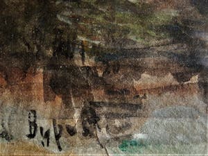 Niet of onleesbaar gesigneerd - Fraaie 19e Eeuwse realistische Aquarel "Slot Kasteel Schagen" gesigneerd kopen? Bied vanaf 1!