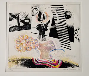 AcheterMartin Engelman - Zeer grote -1967- surrealistische kleuren-lithografie - potloodgesigneerd? Enchérissez de 38!
