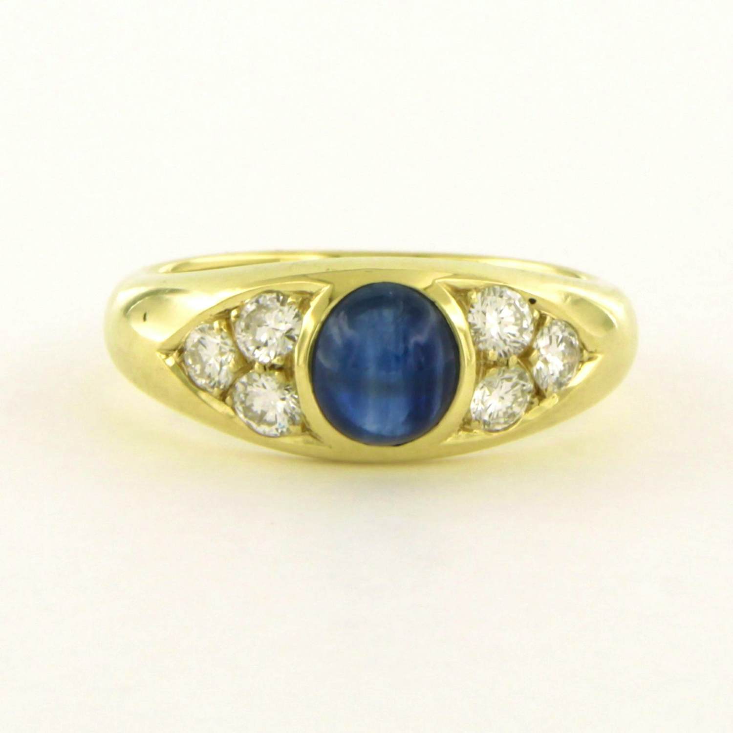 14k geel gouden ring met een saffier en briljant geslepen diamant tot. 0.60ct kopen? Bied vanaf 735!