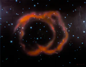 Johan Zitman - Spuitbus op doek, Planetaire nevel - Ingelijst (Zeer groot) kopen? Bied vanaf 200!