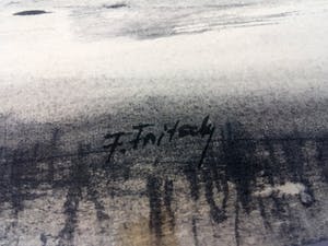 Fred Fritschij - Polderlandschap - pentekening / aquarel kopen? Bied vanaf 50!