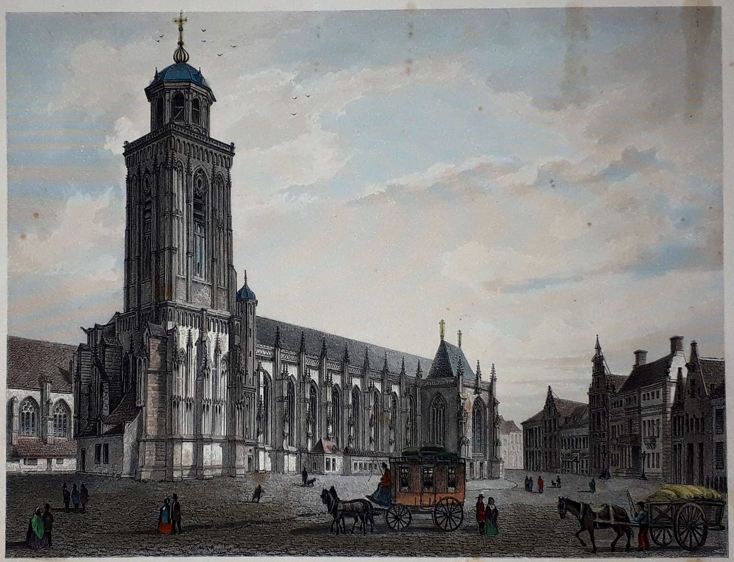 Johann Gabriel Friedrich Poppel - Deventer. De Groote Kerk. 1858 verkocht voor € 30!
