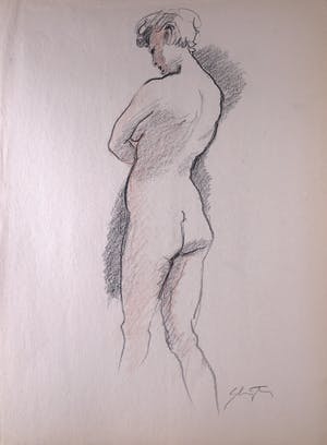 Jan Sluijters (jr.) - Krijtekening, Poserend naakt kopen? Bied vanaf 1!