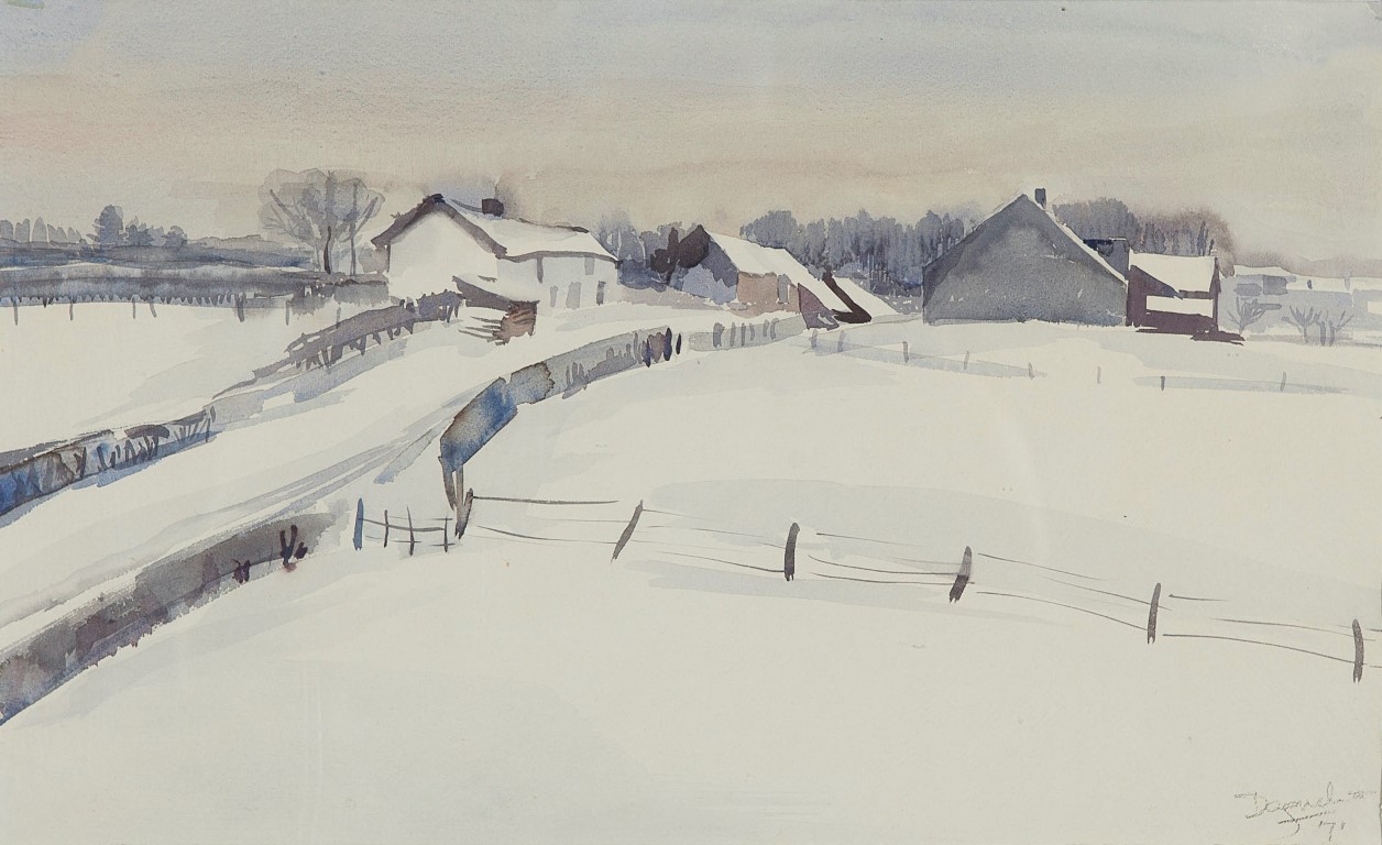 Marie Dagnelie - Winter in de Ardennen - Aquarel op papier - gesigneerd r.o. - BKR Amsterdam kopen? Bied vanaf 10!