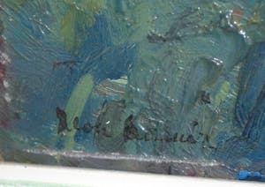 Niet of onleesbaar gesigneerd - olieverf 1e helft 20eE, mogelijk Frans - uitzicht op water en bergen kopen? Bied vanaf 10!