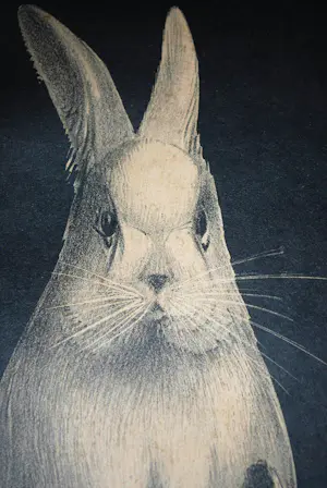 Jan Schonk - steendruk konijnen - ingelijst kopen? Bied vanaf 75!