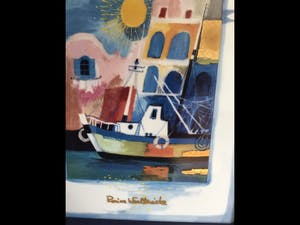 Rosina Wachtmeister - Grote ingelijste tegel “ Ritorno a Porto “. Limited Edition kopen? Bied vanaf 85!