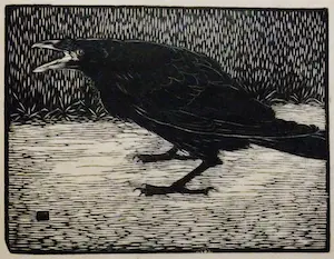 Jan Mankes - Houtsnede, Schreeuwende kraai, Monogram in blok, 1919 kopen? Bied vanaf 350!