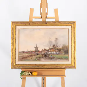 Willem Rip - Zonsondergang bij Hollands dorp kopen? Bied vanaf 500!