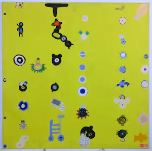 Paul Nassenstein - Gouache & Gemengde techniek (applicaties) op doek, Zonder titel kopen? Bied vanaf 300!