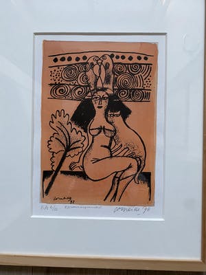 Corneille - Vrouw met kat, ets/aquarel kopen? Bied vanaf 275!