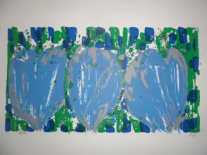 Ad van Hassel - Zeefdruk, 3 Blauwen tulpen. kopen? Bied vanaf 35!