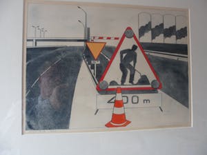 Gerard van Kerkhof - Ingekleurde ets. Titel, "Werk in uitvoering nabij Parijs". kopen? Bied vanaf 20!