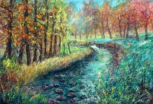 Jan Makkes - olieverf op papier: Achterhoek - 1980 kopen? Bied vanaf 225!