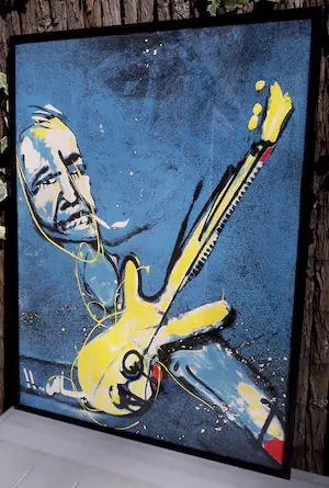 Herman Brood - De bassist, zeefdruk (netjes ingelijst, extreem zeldzaam, waarschijnlijk unica) kopen? Bied vanaf 495!