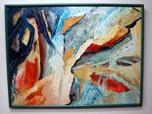 Niet of onleesbaar gesigneerd - Abstracte compositie gemengde techniek verkocht voor € 1!