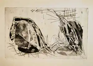 Ernst Vijlbrief - Zeer kleine oplage (7) "vlieg mij naar de maan" Ets/Aquatint - 1963 verkauft für € 36!