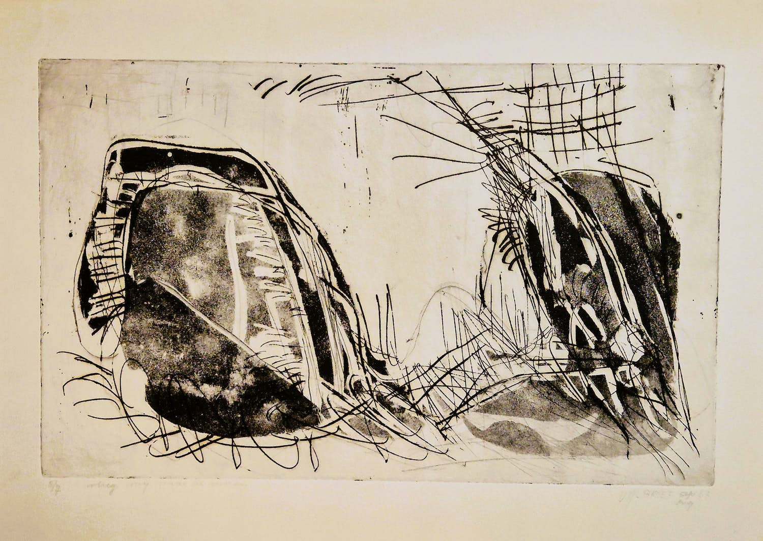 Ernst Vijlbrief - Zeer kleine oplage (7) "vlieg mij naar de maan" Ets/Aquatint - 1963 verkocht voor € 36!