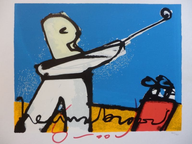 Herman Brood - Kleurenzeefdruk DE GOLFER Handgesigneerd !!! kopen? Bied vanaf 225!