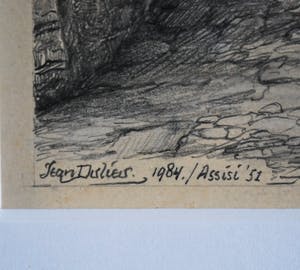 Jean Dulieu - Assisi 1984 - potloodtekening - fraai ingelijst kopen? Bied vanaf 195!