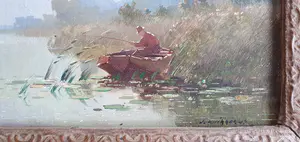 Jan Simon Knikker (jr.) - Rivierlandschap met vissersboot kopen? Bied vanaf 395!