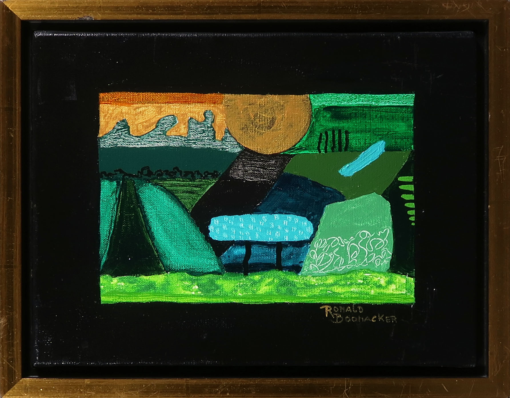 Ronald Boonacker - Acryl op doek, Landschap I - Ingelijst verkocht voor € 100!