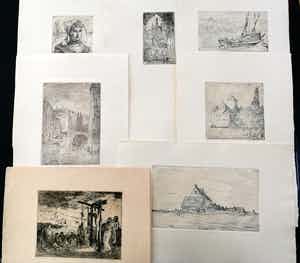 Martin van Waning - 7 verschillende etsen waarvan 1 gesigneerd verkocht voor € 65!