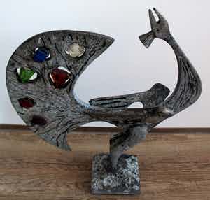 Wim Rijvers - (buiten) beeld: fantasie vogel verkocht voor € 450!